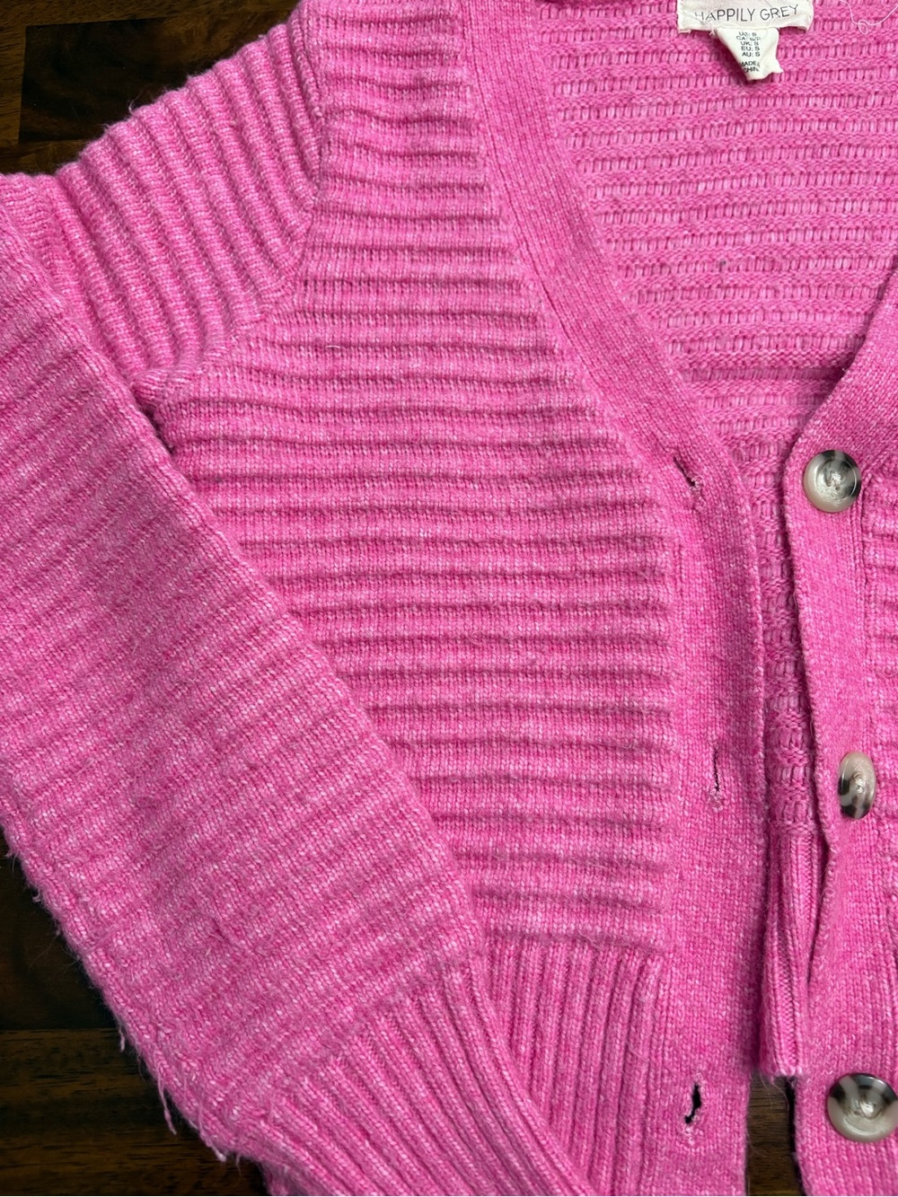 Pink Ribbed Cardigan - Picture 3 of 3